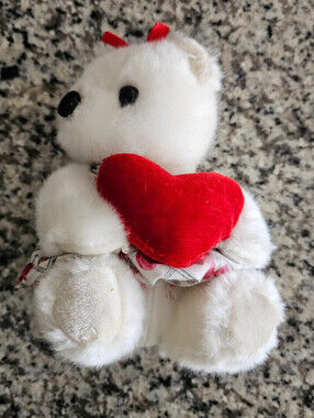7 " White Teddy Bear Plush Valentines Day Heart Stuffed Animal Toy Gift Love